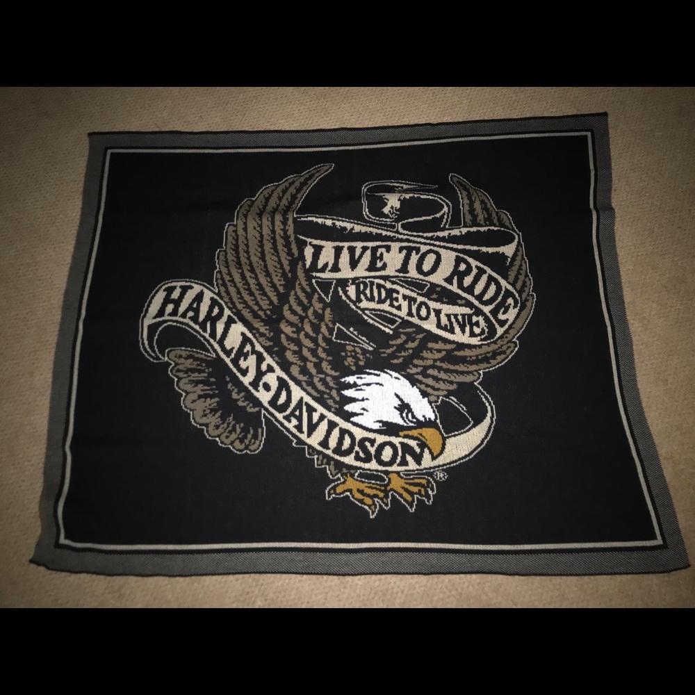 Harley Davidson “live to ride” eagle throw blanket